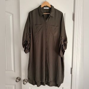 JustFab Khaki Shirt Dress